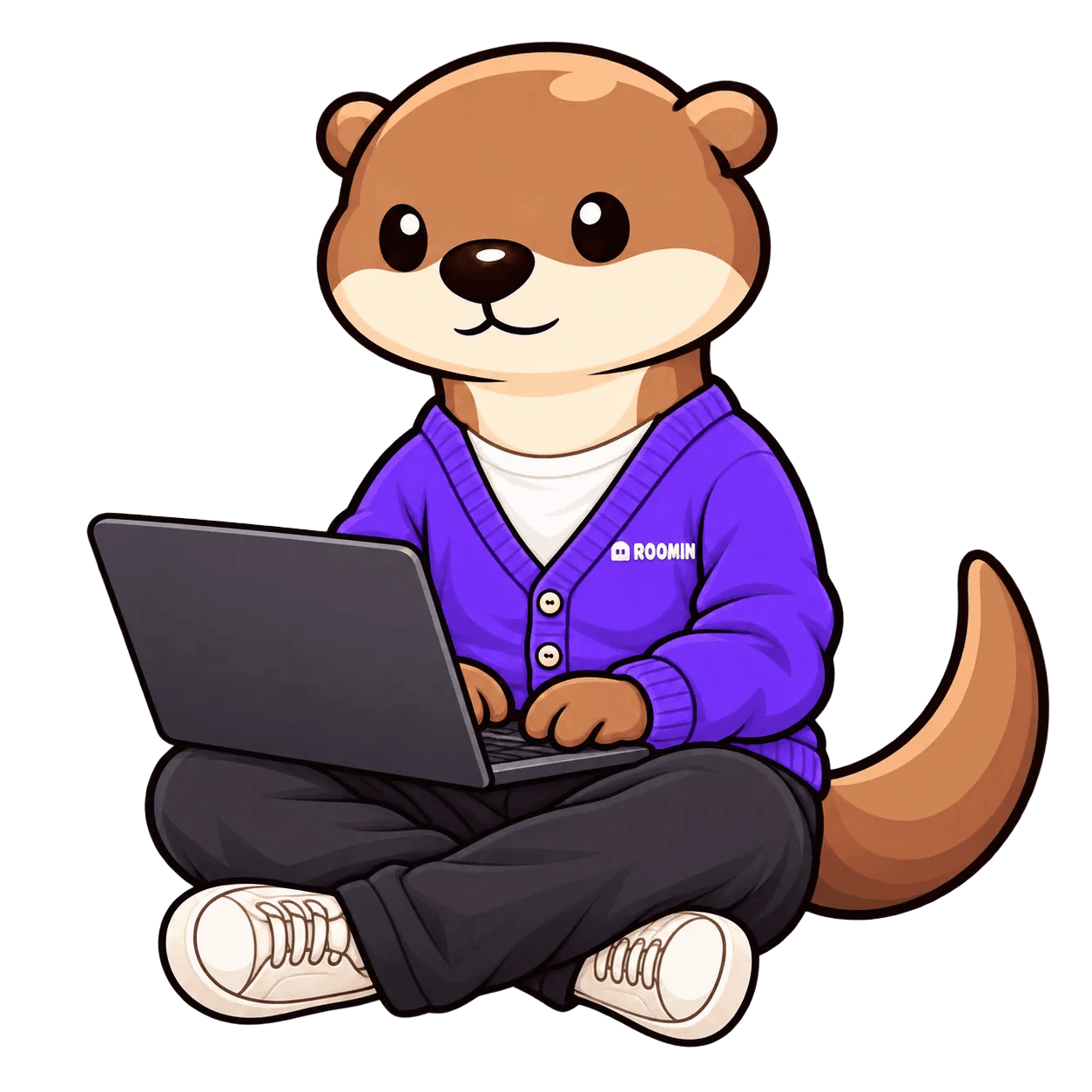 Nutria de Roomin trabajando en su laptop